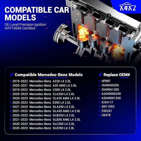 4 قطعة ملفات الإشعال UF887 متوافقة مع 2019-2023 مرسيدس بنز A220 C300 A35 AMG CLA250 CLA35 E350 GLA250 GLA35 GLB250 GLB35 GLC300 GLE350 L4 2.0L استبدال # 2649060200 GN11053 A2649060200 U5478 in Kuwait