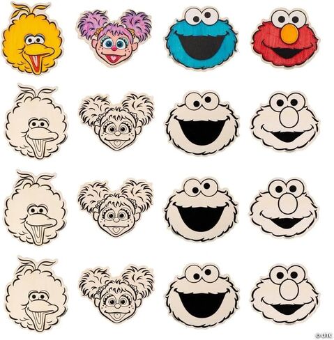 Fun Express 4 1/4" - 5 1/2" Sesame Street لون شخصيتك الخشبية - 12 قطعة in Kuwait