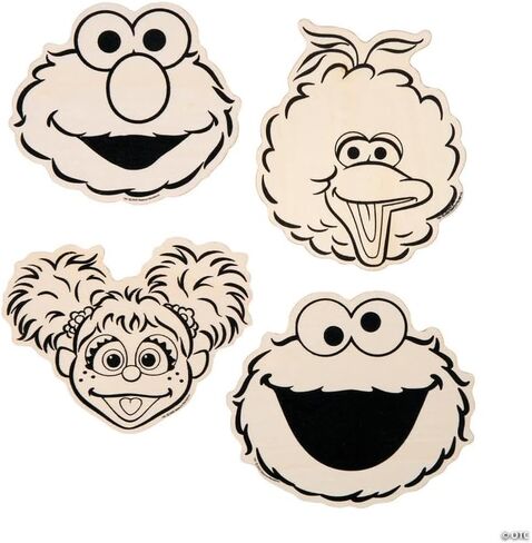 Fun Express 4 1/4" - 5 1/2" Sesame Street لون شخصيتك الخشبية - 12 قطعة in Kuwait