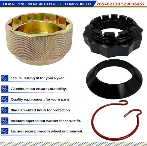 Wheel Nut Removal Socket Tool & Can-Am Ryker Rally 600 900 ACE Wheel Nut/Safety Clip/Tapered Spacer Set 705402730 529036457 in Kuwait