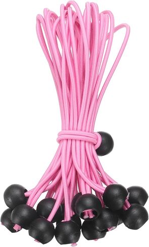 uxcell 8" Balls Bungee Cords, 20 Pcs Bungee Cords with Balls Elastic Tarp Tie Downs for Tents, Camping, Tarp, Posters, Expander Loops, Tarpaulin Holders, Tarpaulin Rubber (Pink/Black) in Kuwait