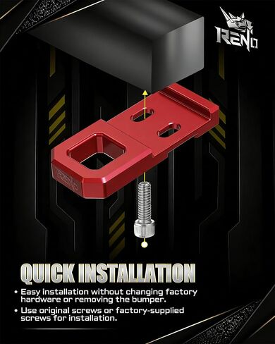 RENO Tacoma Front Tow Hook, Aluminum Demon Front Tow Hook Mounting Bracket Compatible with 2009-2023 Tacoma Off-Road Truck, Replace OEM 51961-35080 (Red, 2Pcs) in Kuwait