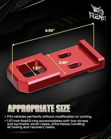 RENO Tacoma Front Tow Hook, Aluminum Demon Front Tow Hook Mounting Bracket Compatible with 2009-2023 Tacoma Off-Road Truck, Replace OEM 51961-35080 (Red, 2Pcs) in Kuwait