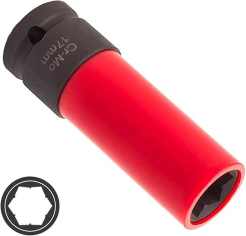 17 mm Wheel Socket Lug Nut Socket, Anti-theft Wheel Lock Nut Removal Socket, 1/2" Drive Tire Socket Key Wrench, Compatible with Mercedes Benz S/C/A/B MLGLK (Red) in Saudi Arabia