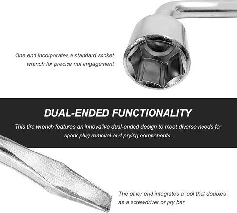 19mm Car Spare Tire Lug Wrench, Heavy Duty L-Type Wrench Tool with Hexagon Slotted End Socket, Universal Spare Tire Replacement Tool for Most Vehicles, Car Accessories in Saudi Arabia