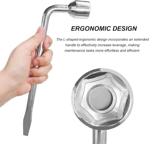 19mm Car Spare Tire Lug Wrench, Heavy Duty L-Type Wrench Tool with Hexagon Slotted End Socket, Universal Spare Tire Replacement Tool for Most Vehicles, Car Accessories in Saudi Arabia