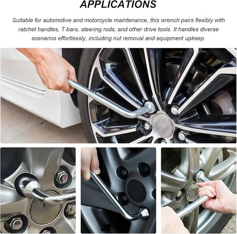 19mm Car Spare Tire Lug Wrench, Heavy Duty L-Type Wrench Tool with Hexagon Slotted End Socket, Universal Spare Tire Replacement Tool for Most Vehicles, Car Accessories in Saudi Arabia