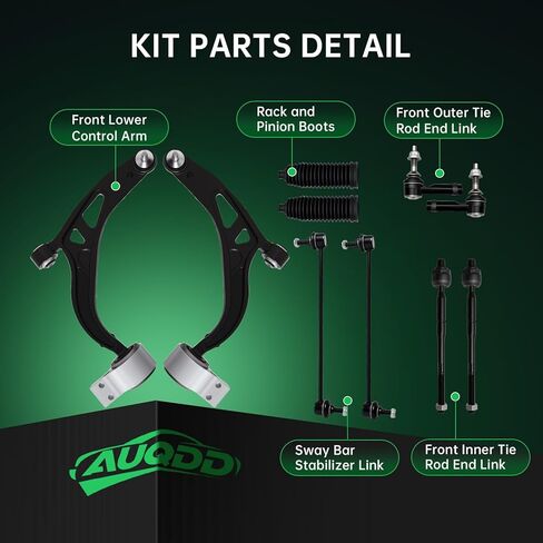 AUQDD 10Pc Front End Suspension Kit Fit For 2011-2019 Fo-rd Explorer, 2 Lower Control Arm w/Ball Joint 2 Sway Bar Link 4 Inner Outer Tie Rod End (# K622215 K622216 K750616 EV800893 ES800952) in Kuwait