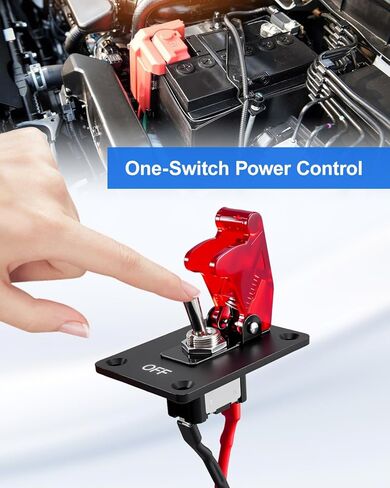 12V 250A Battery Disconnect Switch with Rocker Panel, Manual Battery Kill Switch for Car Truck RV Boat, Power Cut Off with 9.84Ft Cable, Waterproof Security & Safe Maintenance in Saudi Arabia