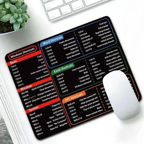 1Pcs Creative Computer Shortcut Key Tip Mouse Pad Word Excel Operating Easy Access to Office Tools Non-Slip Rubber Mouse Pad 21x26x0.2cm in Kuwait