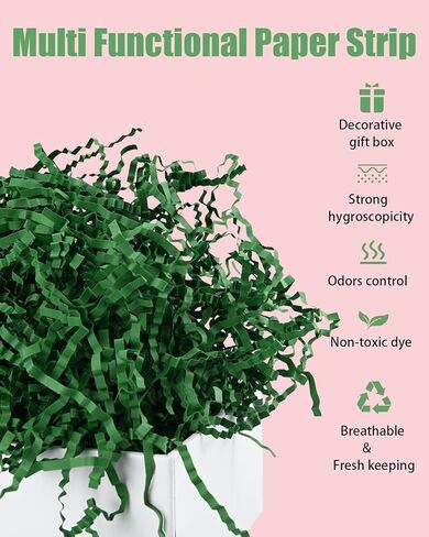 Raissily 1.5LB/700g Crinkle Cut Paper Shred Filler, Packing Grass Cushion Paper for Christmas Wedding Birthday Anniversary Valentine's Day Confetti Box Filling Wrapping Gift Decoration (Green) in Kuwait