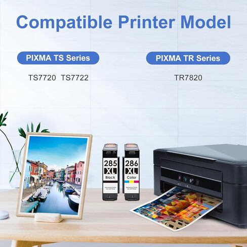 PG-285XL CL-286XL Replacement for Canon 285 and 286 Ink Cartridges PG-285 XL Black CL-286 XL Color Work with Canon Pixma TS7720 TS7722 TR7820 Inkjet Printer Ink Cartridges, 3X High Yield (Black Color) in Kuwait