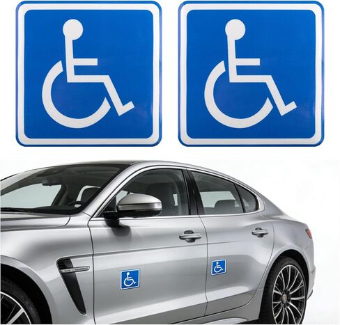 2PCS Magnetic Car Handicap Parking Sign,Reflective Handicap Signs for Parking as Warning Signs,Eye-catching Handicaps Sticker for Car as Magnetic Sign for Vehicles in Saudi Arabia