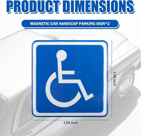 2PCS Magnetic Car Handicap Parking Sign,Reflective Handicap Signs for Parking as Warning Signs,Eye-catching Handicaps Sticker for Car as Magnetic Sign for Vehicles in Saudi Arabia