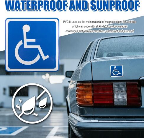 2PCS Magnetic Car Handicap Parking Sign,Reflective Handicap Signs for Parking as Warning Signs,Eye-catching Handicaps Sticker for Car as Magnetic Sign for Vehicles in Saudi Arabia