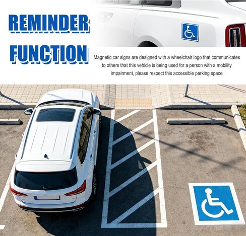 2PCS Magnetic Car Handicap Parking Sign,Reflective Handicap Signs for Parking as Warning Signs,Eye-catching Handicaps Sticker for Car as Magnetic Sign for Vehicles in Saudi Arabia
