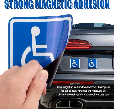 2PCS Magnetic Car Handicap Parking Sign,Reflective Handicap Signs for Parking as Warning Signs,Eye-catching Handicaps Sticker for Car as Magnetic Sign for Vehicles in Saudi Arabia
