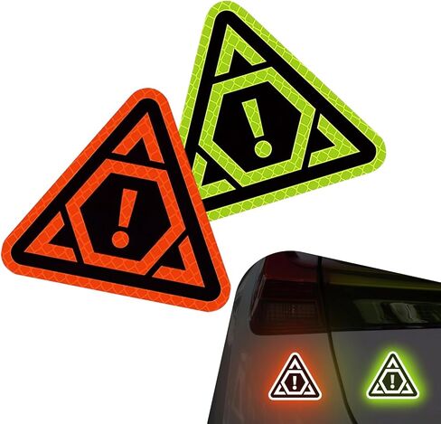 2 PCS Car Warning Stickers, Night High-Visibility Safety Reflective Decals, Self-Adhesive Waterproof Rear Bumper & Body Caution Signage Sticker, Universal for Most Cars (Red & Green) in Saudi Arabia