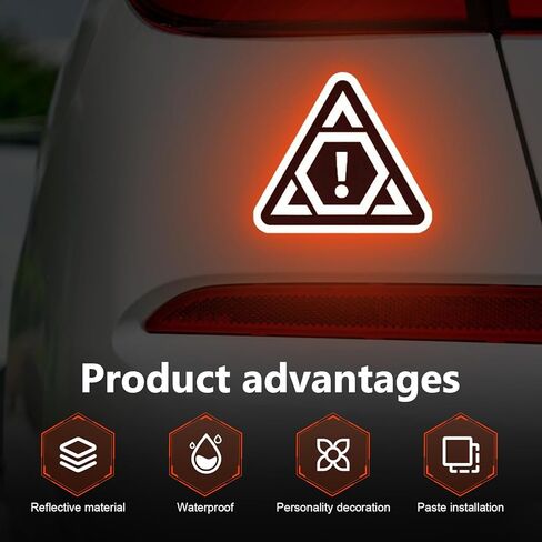 2 PCS Car Warning Stickers, Night High-Visibility Safety Reflective Decals, Self-Adhesive Waterproof Rear Bumper & Body Caution Signage Sticker, Universal for Most Cars (Red & Green) in Saudi Arabia