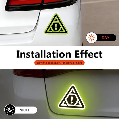 2 PCS Car Warning Stickers, Night High-Visibility Safety Reflective Decals, Self-Adhesive Waterproof Rear Bumper & Body Caution Signage Sticker, Universal for Most Cars (Red & Green) in Saudi Arabia