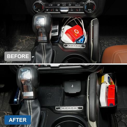 Center Console Gear Shift Organizer for 2021-2026 Ford Bronco 2/4-Door Accessories, Matte Black ABS Gear Side Storage Box Tray in Saudi Arabia