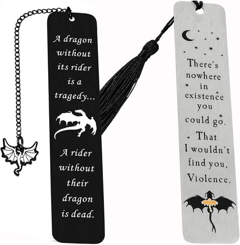 Vintage Fourth Wing Dragon Bookmark, Retro Page Marks Stainless Steel Bookmark for Men, Wings Dragon Reading Tool Stationery (SQ0779+SQ0780) in Saudi Arabia