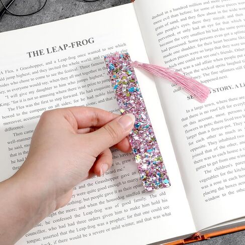 4Pcs Glitter Bookmarks for Girls, Acrylic Bookmark with Colorful Tassels for Women Girls Book Lovers Birthday Gifts Reading Presents (Purple+Pink) in Saudi Arabia