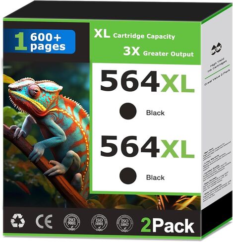 564XL Black Ink Cartridges Compatible for HP 564 Black Ink Cartridges Combo Pack Work with HP Printer DeskJet 3520 3521 3522 3525 3526 OfficeJet 4620 4622 PhotoSmart 5510 Printer Black 564 (2 Pack) in Saudi Arabia