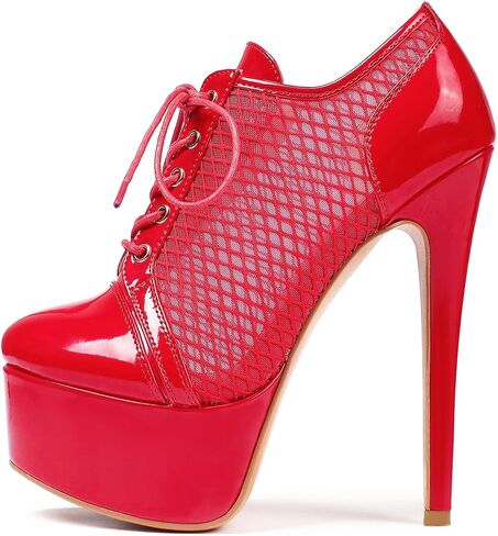 SAMMITOP Women's Round Toe Lace Up Ankle Boots Platform High Heel Pumps Party Dress Shoes in Saudi Arabia