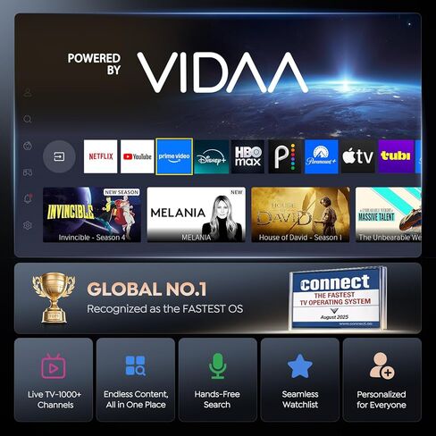 جهاز عرض ذكي 4K [VIDAA Live TV & 36W Dolby & Voice Control] مع WiFi6 وبلوتوث، جهاز عرض قصير المدى متوافق مع Netflix، التركيز التلقائي AI، HDR10، جهاز عرض المسرح المنزلي للأفلام الخارجية in Kuwait