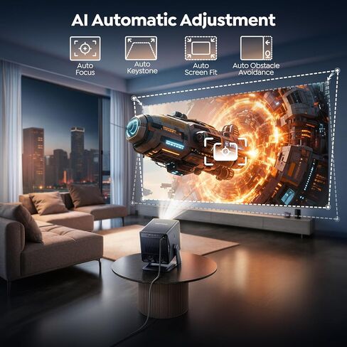 جهاز عرض ذكي 4K [VIDAA Live TV & 36W Dolby & Voice Control] مع WiFi6 وبلوتوث، جهاز عرض قصير المدى متوافق مع Netflix، التركيز التلقائي AI، HDR10، جهاز عرض المسرح المنزلي للأفلام الخارجية in Kuwait
