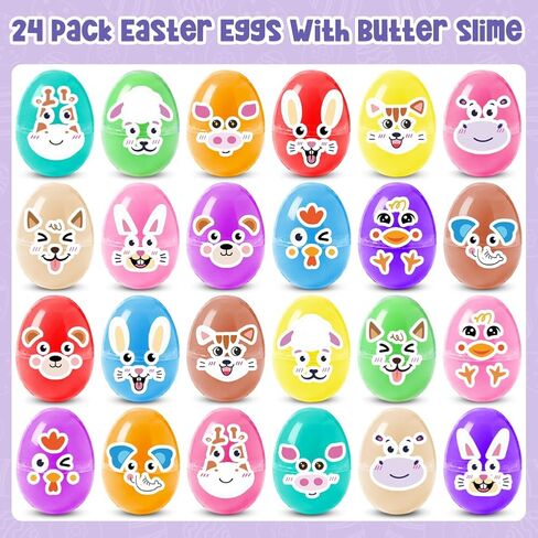 24pcs Prefilled Easter Eggs with Butter Slime, Stuffers Non-Sticky Putty Slime for Kids Easter Fillers Hunt Classroom Prize in Saudi Arabia