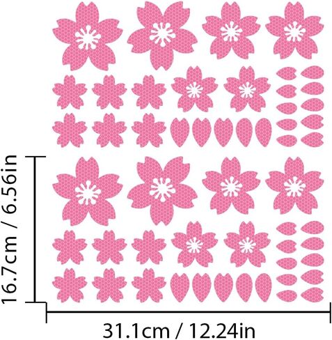 High Intensity Reflective Flower Car B-Pillar Sticker Self-Adhesive Cherry Blossom Center Pillar Decal Waterproof Vinyl Decal DIY Car Window Bumper Decor (Pink) in Saudi Arabia