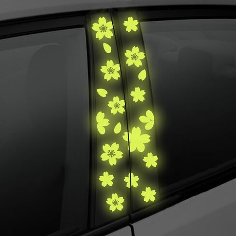 High Intensity Reflective Flower Car B-Pillar Sticker Self-Adhesive Cherry Blossom Center Pillar Decal Waterproof Vinyl Decal DIY Car Window Bumper Decor (Pink) in Saudi Arabia