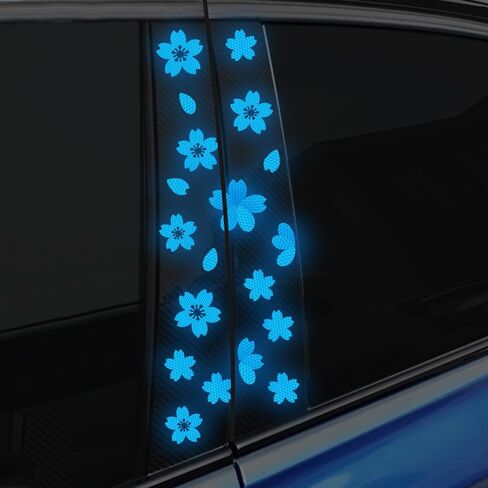 High Intensity Reflective Flower Car B-Pillar Sticker Self-Adhesive Cherry Blossom Center Pillar Decal Waterproof Vinyl Decal DIY Car Window Bumper Decor (Pink) in Saudi Arabia