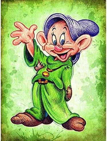 DIY 5D Diamond Art Kits for Adults, Dwarfs Dopey in Green Suit Full Drill Diamond Embroidery Kit Home Office Wall Art Decor Paint by Numbers 11.8x15.7 inches in Saudi Arabia