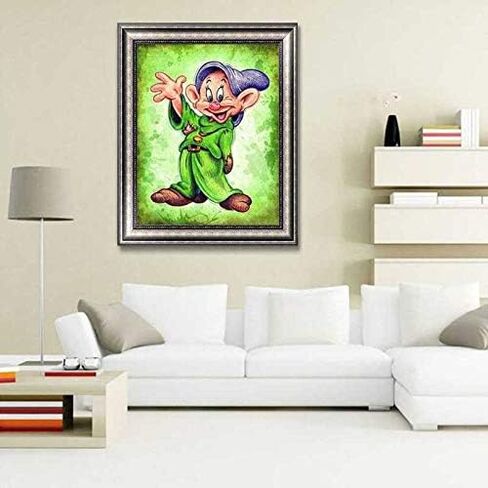 DIY 5D Diamond Art Kits for Adults, Dwarfs Dopey in Green Suit Full Drill Diamond Embroidery Kit Home Office Wall Art Decor Paint by Numbers 11.8x15.7 inches in Saudi Arabia