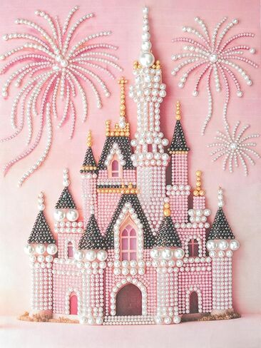SuuTang 5D Diamond Art Pearl Painting Kits for Adults & Beginner 13.8x17.8 inch, Special Shape Pearl Diamond Art Kits Castle, DIY 3D Plastic Diamond Dots Gem Art Craft, Home Wall Decor Gift in Saudi Arabia