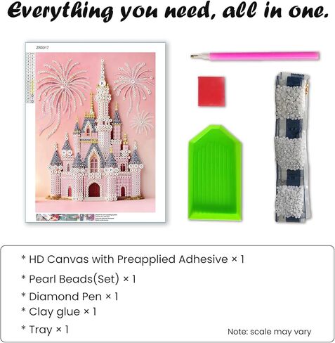 SuuTang 5D Diamond Art Pearl Painting Kits for Adults & Beginner 13.8x17.8 inch, Special Shape Pearl Diamond Art Kits Castle, DIY 3D Plastic Diamond Dots Gem Art Craft, Home Wall Decor Gift in Saudi Arabia
