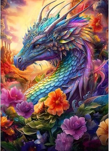 5D Diamond Art Painting, DIY Dragon Round Diamond Painting Kits for Adults Beginners, Crystal Rhinestones for Home Wall Decoration Gift,30x40cm/11.8×15.7in in Kuwait