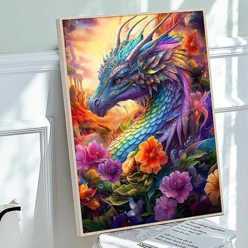 5D Diamond Art Painting, DIY Dragon Round Diamond Painting Kits for Adults Beginners, Crystal Rhinestones for Home Wall Decoration Gift,30x40cm/11.8×15.7in in Kuwait
