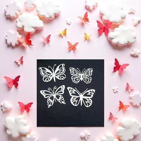 Butterfly Metal Cutting Dies for Card Making, 4 Pieces, Scrapbooking and Paper Crafts DIY Templates in Saudi Arabia