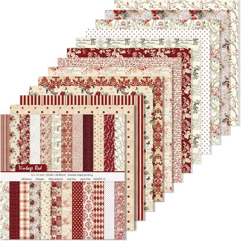 24 Sheets/24 Designs Scrapbook Paper Double Sided Boho Floral decorative craft Pattern Paper for DIY Cards, Junk Journaling, Scrapbooking Supplies and Photo Album Decor (Pink-2078, 12x12 Inch) in Kuwait