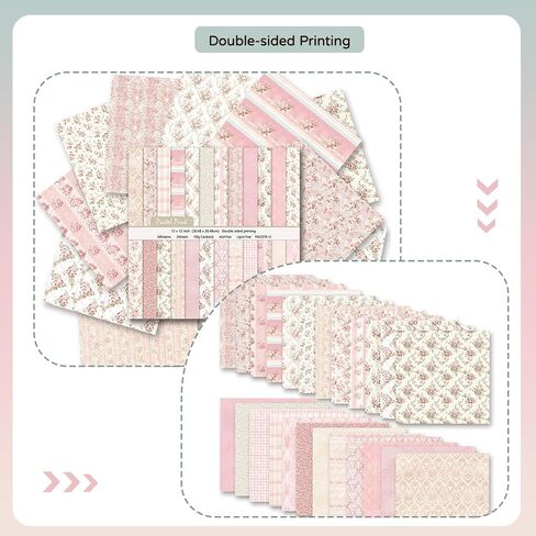 24 Sheets/24 Designs Scrapbook Paper Double Sided Boho Floral decorative craft Pattern Paper for DIY Cards, Junk Journaling, Scrapbooking Supplies and Photo Album Decor (Pink-2078, 12x12 Inch) in Kuwait