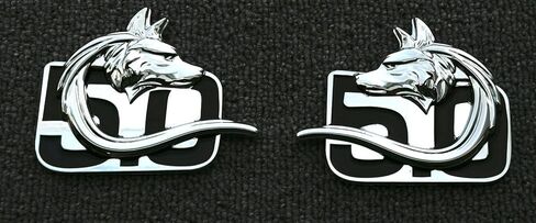 Pair Set 5.0 Emblems Coyote Growler 5.0 Badge Door Side 3D Custom Decal Compatible with Mustang GT SVT Cobra Muscle (Black Red) in Kuwait