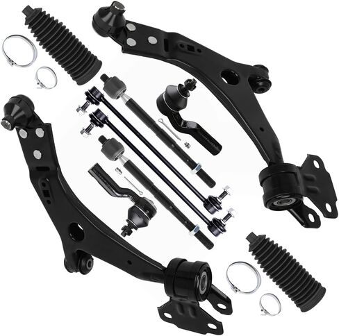 SCITOO 10pcs Front Suspension Kit Lower Control Arm with Ball Joint fit 2013-2018 for Ford Focus for Ford Transit Connect with Outer Inner Tie Rod End Boot Sway Bar Link in Kuwait