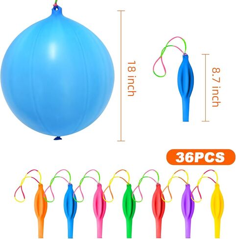 GOLF Punch Balloons,36Pcs Punching Balloon for Kids Heavy Duty Party Favors, Assorted Color Bounce Balloons with Colored Rubber Band Handle for Birthday,Wedding in Saudi Arabia