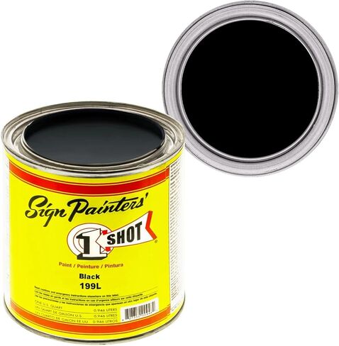 1 Shot Lettering Enamel Paint, Professional Pinstriping and Lettering Paint 1 QUART (32 Fl. Oz) 199L/04 (199L- Lettering Black) in Saudi Arabia