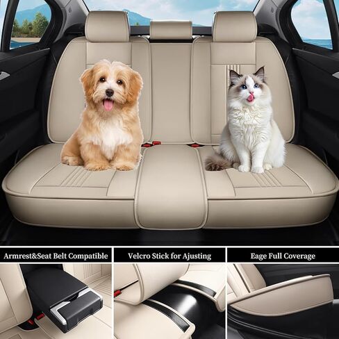 Car Seat Covers Fit for Honda Civic 1996-2026 Nappa Leather Full Coverage Fit Automotive Seat Covers with Breathable, Anti-Slip & Waterproof Protectors (Beige,Full Set) in Kuwait