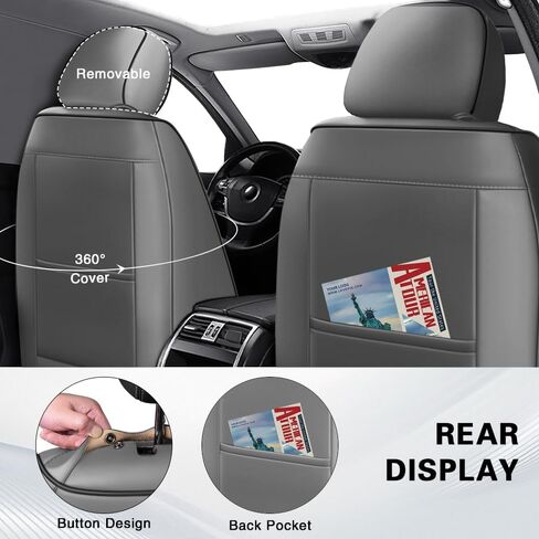 أغطية مقاعد السيارة الأمامية لسيارة KIA NIRO 2017-2026، غطاء مقعد السيارة من جلد نابا المقاوم للماء مع إسفنج الذاكرة، تغطية كاملة وحماية 360 درجة (مقعدان، رمادي وأسود) in Kuwait